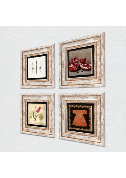 Stone Hırka-i Şerif, Lale, Elif, Nar Çerçeveli Taş Duvar Tablosu 4’lü Set - Dekoratif Modern Sanat, Ev ve Ofis Dekoru |TK4-666| fiyatları