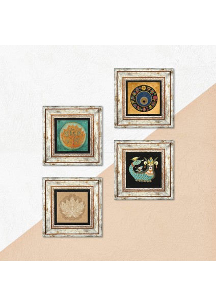 Lotus Çiçeği, Nazar, Şahmeran Çerçeveli Taş Duvar Tablosu 4’lü Set - Dekoratif Modern Sanat, Ev ve Ofis Dekoru |TK4-673| indirimleri