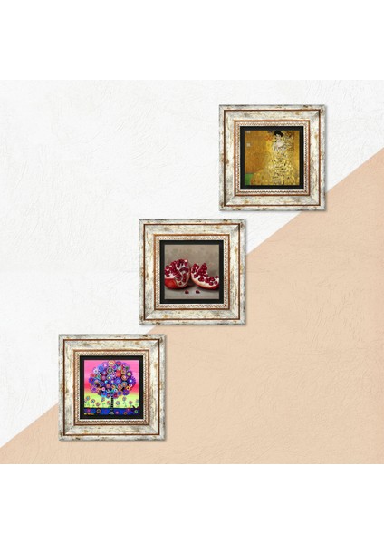 Stone Gustav Klimt, Karla Gerard Hayat Ağacı, Nar Çerçeveli Taş Duvar Tablosu 3’lü Set - Dekoratif Modern Sanat, Ev ve Ofis Dekoru |TK3-1067| indirimleri