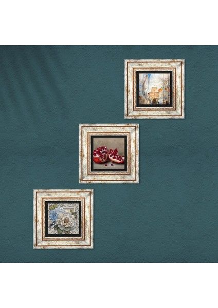 Salvador Dalí Amerika’nın Keşfi, Kelebekli Çiçek, Nar Taş Duvar Tablosu Çerçeveli Duvar Dekoru 3 Parça Tablo Seti Wall Art T3-1200 fırsatları