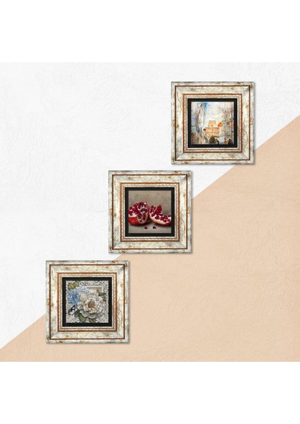 Salvador Dalí Amerika’nın Keşfi, Kelebekli Çiçek, Nar Taş Duvar Tablosu Çerçeveli Duvar Dekoru 3 Parça Tablo Seti Wall Art T3-1200 indirimleri