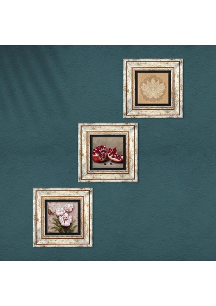 Lotus Çiçeği, Kelebekli Çiçek, Nar Taş Duvar Tablosu Çerçeveli Duvar Dekoru 3 Parça Tablo Seti Wall Art T3-1243 fırsatları