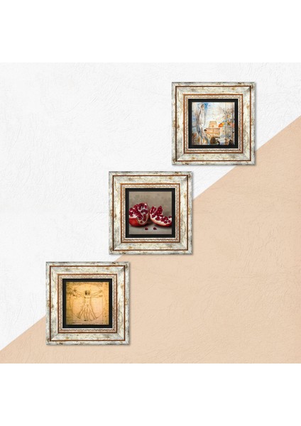 Stone Salvador Dalí, Leonardo da Vinci, Nar Çerçeveli Taş Duvar Tablosu 3’lü Set - Dekoratif Modern Sanat, Ev ve Ofis Dekoru |TK3-1398| indirimleri