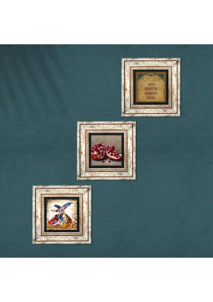 Nazar Duası, Semazen, Nar Çerçeveli Taş Duvar Tablosu 3’lü Set - Dekoratif Modern Sanat, Ev ve Ofis Dekoru |TK3-861| fırsatları
