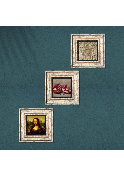 Mozaik Serisi, Leonardo da Vinci Mona Lisa, Nar Taş Duvar Tablosu Çerçeveli Duvar Dekoru 3 Parça Tablo Seti Wall Art T3-1413 fırsatları