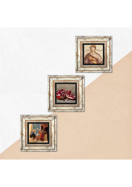Soteria Mozaiği, Satranç Oyunu, Nar Taş Duvar Tablosu Çerçeveli Duvar Dekoru 3 Parça Tablo Seti Wall Art T3-1596 indirimleri