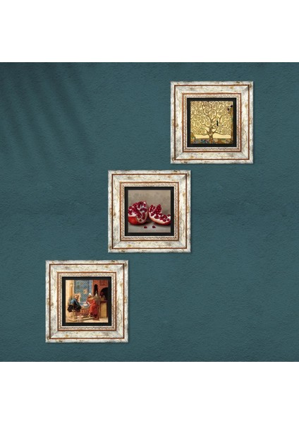 Gustav Klimt Hayat Ağacı, Satranç Oyunu, Nar Taş Duvar Tablosu Çerçeveli Duvar Dekoru 3 Parça Tablo Seti Wall Art T3-1584 fırsatları
