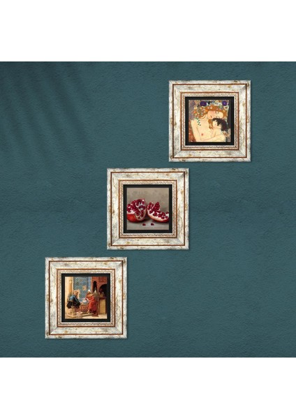 Gustav Klimt Anne Çocuk, Satranç Oyunu, Nar Taş Duvar Tablosu Çerçeveli Duvar Dekoru 3 Parça Tablo Seti Wall Art T3-1586 fırsatları