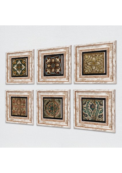 Desen Taş Duvar Tablosu Çerçeveli Duvar Dekoru 6 Parça Tablo Seti Wall Art T6-100