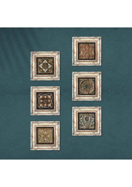 Desen Taş Duvar Tablosu Çerçeveli Duvar Dekoru 6 Parça Tablo Seti Wall Art T6-100