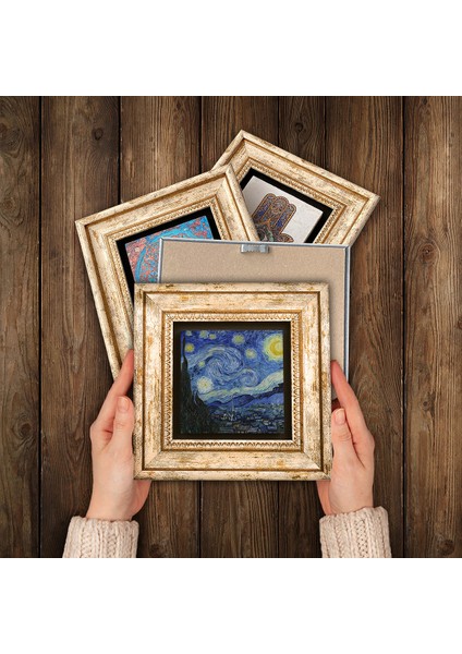 Van Gogh Taş Duvar Tablosu Çerçeveli Duvar Dekoru 6 Parça Tablo Seti Wall Art T6-47