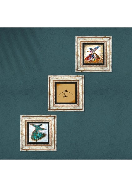 Hiç, Semazen Taş Duvar Tablosu Çerçeveli Duvar Dekoru 3 Parça Tablo Seti Wall Art T3-1761 fırsatları