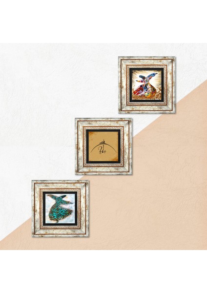 Hiç, Semazen Taş Duvar Tablosu Çerçeveli Duvar Dekoru 3 Parça Tablo Seti Wall Art T3-1761 indirimleri