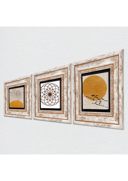 Minimalist, Yaşam Çiçeği Taş Duvar Tablosu Çerçeveli Duvar Dekoru 3 Parça Tablo Seti Wall Art T3-1938 fiyatları