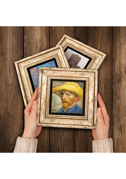 Van Gogh Çerçeveli Taş Duvar Tablosu 3’lü Set - Dekoratif Modern Sanat, Ev ve Ofis Dekoru |TK3-495| modelleri