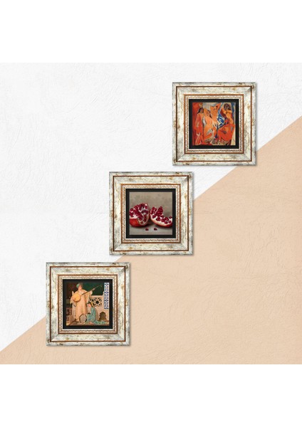 Picasso Avignonlu Kızlar, İki Müzisyen Kız Tablosu, Nar Taş Duvar Tablosu Çerçeveli Duvar Dekoru 3 Parça Tablo Seti Wall Art T3-1516 indirimleri