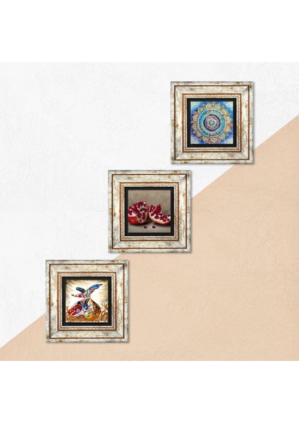 Mandala, Semazen, Nar Taş Duvar Tablosu Çerçeveli Duvar Dekoru 3 Parça Tablo Seti Wall Art T3-887 indirimleri