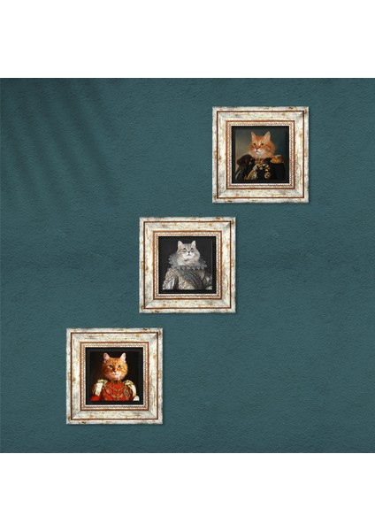 Patili Ekselanslar Taş Duvar Tablosu Çerçeveli Duvar Dekoru 3 Parça Tablo Seti Wall Art T3-67