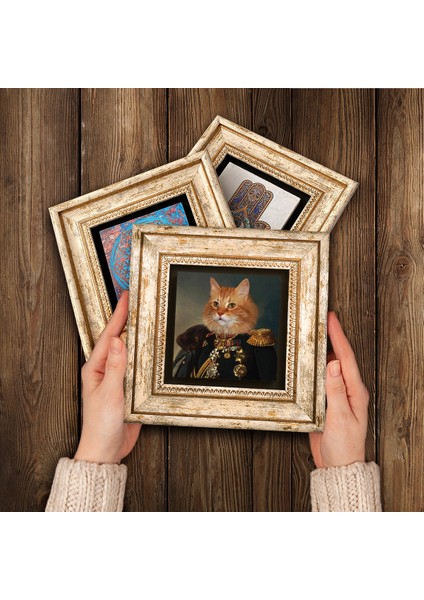 Patili Ekselanslar Taş Duvar Tablosu Çerçeveli Duvar Dekoru 3 Parça Tablo Seti Wall Art T3-67