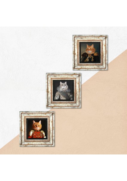 Patili Ekselanslar Taş Duvar Tablosu Çerçeveli Duvar Dekoru 3 Parça Tablo Seti Wall Art T3-67