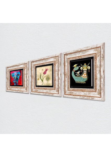 Fil, Lale Ebru Sanatı, Şahmeran Çerçeveli Taş Duvar Tablosu 3’lü Set - Dekoratif Modern Sanat, Ev ve Ofis Dekoru |TK3-671| fiyatları