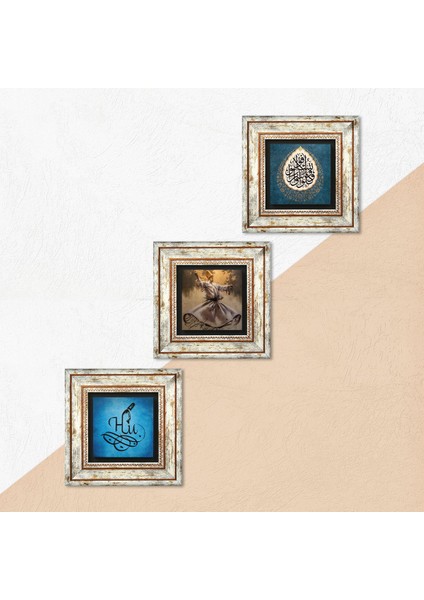 Stone Semazen, Hu, Araf Suresi 31.Ayet Çerçeveli Taş Duvar Tablosu 3’lü Set - Dekoratif Modern Sanat, Ev ve Ofis Dekoru |TK3-69| indirimleri