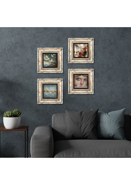 Michelangelo, Çingene Kızı, Ruhların Geçişi, Aziz Stephen Üçlemesi Taş Duvar Tablosu Çerçeveli Duvar Dekoru 4 Parça Tablo Seti Wall Art T4-142