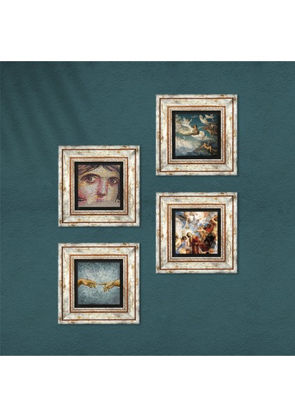 Michelangelo, Çingene Kızı, Ruhların Geçişi, Aziz Stephen Üçlemesi Taş Duvar Tablosu Çerçeveli Duvar Dekoru 4 Parça Tablo Seti Wall Art T4-142 fırsatları
