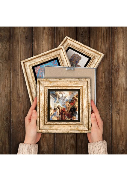 Michelangelo, Çingene Kızı, Ruhların Geçişi, Aziz Stephen Üçlemesi Taş Duvar Tablosu Çerçeveli Duvar Dekoru 4 Parça Tablo Seti Wall Art T4-142 modelleri