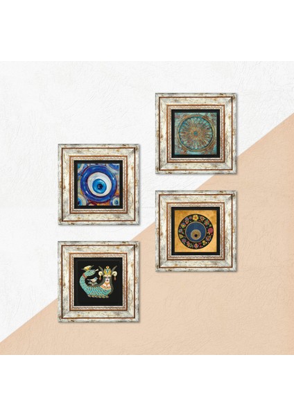 Stone Yaşam Çiçeği, Nazar, Şahmeran Çerçeveli Taş Duvar Tablosu 4’lü Set - Dekoratif Modern Sanat, Ev ve Ofis Dekoru |TK4-1218| indirimleri