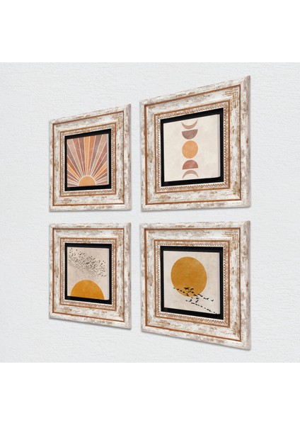 Minimalist, Soyut Taş Duvar Tablosu Çerçeveli Duvar Dekoru 4 Parça Tablo Seti Wall Art T4-1195 fiyatları
