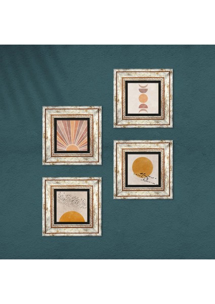 Minimalist, Soyut Taş Duvar Tablosu Çerçeveli Duvar Dekoru 4 Parça Tablo Seti Wall Art T4-1195 fırsatları