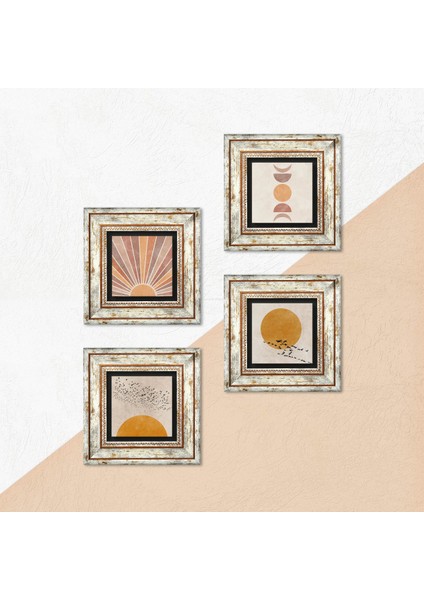 Minimalist, Soyut Taş Duvar Tablosu Çerçeveli Duvar Dekoru 4 Parça Tablo Seti Wall Art T4-1195 indirimleri