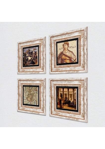 Soteria, Mozaik Serisi, Bir Roma Sanat Aşığı, Anghiari Savaşı Taş Duvar Tablosu Çerçeveli Duvar Dekoru 4 Parça Tablo Seti Wall Art T4-141 fiyatları