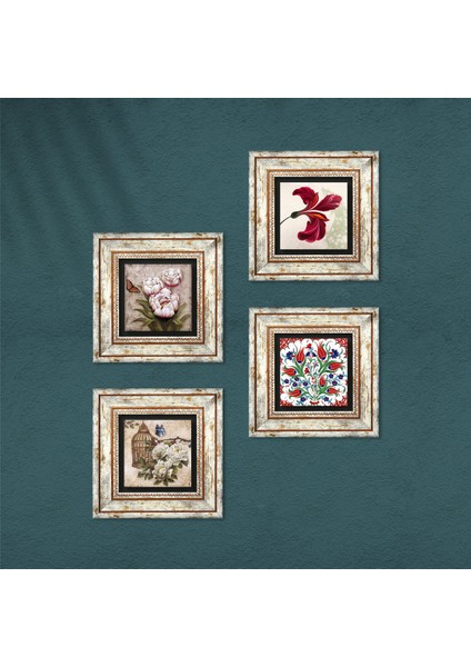 Stone Lale, Kelebekli Çiçek Çerçeveli Taş Duvar Tablosu 4’lü Set - Dekoratif Modern Sanat, Ev ve Ofis Dekoru |TK4-121| fırsatları