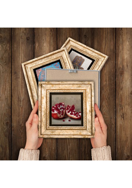 Nazar, Hayat Ağacı, Nar Çerçeveli Taş Duvar Tablosu 4’lü Set - Dekoratif Modern Sanat, Ev ve Ofis Dekoru |TK4-653| modelleri