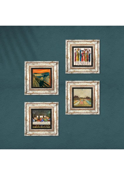 Van Gogh, Leonardo da Vinci, Çığlık, Yerli Kadınlar Taş Duvar Tablosu Çerçeveli Duvar Dekoru 4 Parça Tablo Seti Wall Art T4-1755 fırsatları