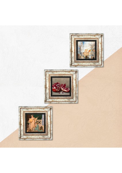 Salvador Dalí Amerika’nın Keşfi, İki Müzisyen Kız, Nar Taş Duvar Tablosu Çerçeveli Duvar Dekoru 3 Parça Tablo Seti Wall Art T3-1518 indirimleri