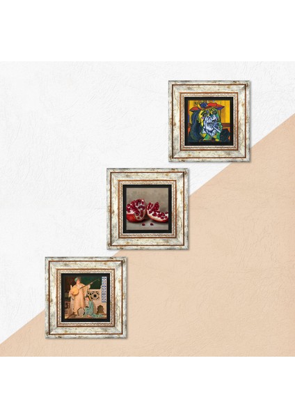 Picasso Ağlayan Kadın, İki Müzisyen Kız Tablosu, Nar Taş Duvar Tablosu Çerçeveli Duvar Dekoru 3 Parça Tablo Seti Wall Art T3-1517 indirimleri