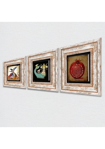 Bereket Duası, Şahmeran, Semazen Çerçeveli Taş Duvar Tablosu 3’lü Set - Dekoratif Modern Sanat, Ev ve Ofis Dekoru |TK3-80| fiyatları