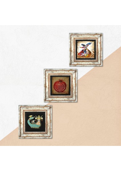 Bereket Duası, Şahmeran, Semazen Çerçeveli Taş Duvar Tablosu 3’lü Set - Dekoratif Modern Sanat, Ev ve Ofis Dekoru |TK3-80| indirimleri
