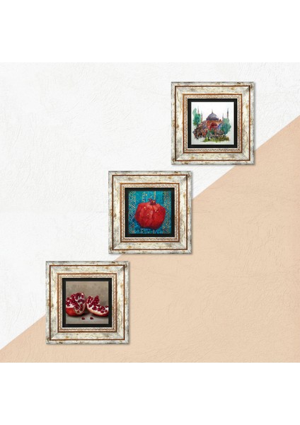 İstanbul Ayasofya, Nar Taş Duvar Tablosu Çerçeveli Duvar Dekoru 3 Parça Tablo Seti Wall Art T3-801 indirimleri