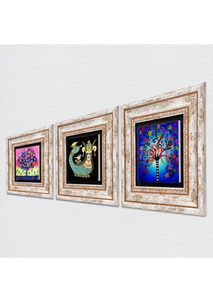Hayat Ağacı, Şahmeran Çerçeveli Taş Duvar Tablosu 3’lü Set - Dekoratif Modern Sanat, Ev ve Ofis Dekoru |TK3-108| fiyatları