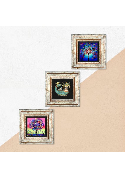 Hayat Ağacı, Şahmeran Çerçeveli Taş Duvar Tablosu 3’lü Set - Dekoratif Modern Sanat, Ev ve Ofis Dekoru |TK3-108| indirimleri