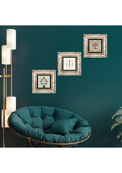 Lale Ebru Sanatı, Elif, Hayat Ağacı Taş Duvar Tablosu Çerçeveli Duvar Dekoru 3 Parça Tablo Seti Wall Art T3-111