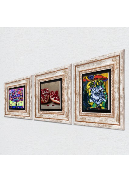 Picasso Ağlayan Kadın, Karla Gerard Hayat Ağacı, Nar Taş Duvar Tablosu Çerçeveli Duvar Dekoru 3 Parça Tablo Seti Wall Art T3-1076 fiyatları