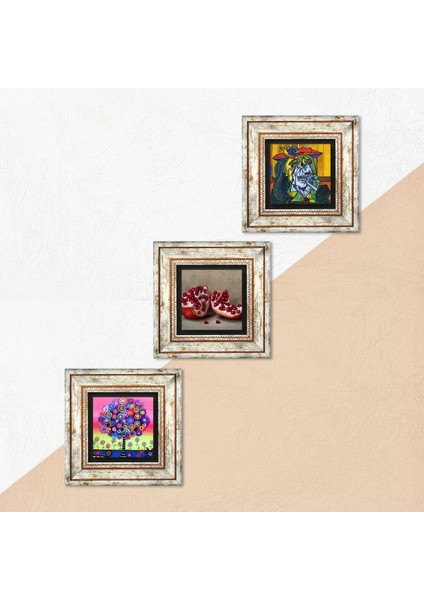 Picasso Ağlayan Kadın, Karla Gerard Hayat Ağacı, Nar Taş Duvar Tablosu Çerçeveli Duvar Dekoru 3 Parça Tablo Seti Wall Art T3-1076 indirimleri