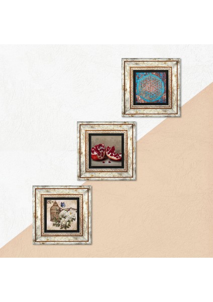 Yaşam Çiçeği, Kelebekli Çiçek, Nar Taş Duvar Tablosu Çerçeveli Duvar Dekoru 3 Parça Tablo Seti Wall Art T3-1096 indirimleri