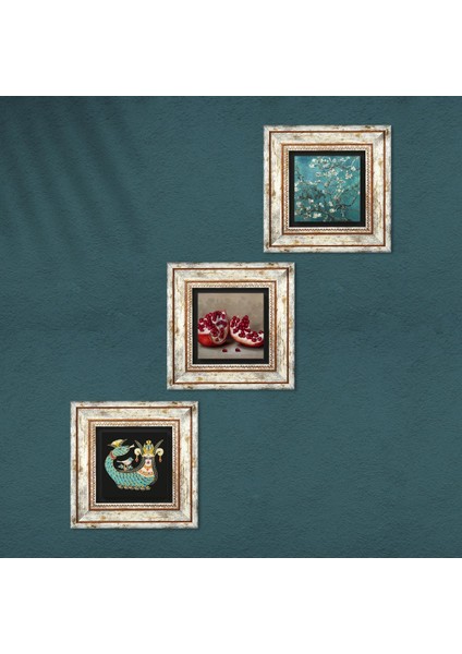 Van Gogh Badem Ağacı, Şahmeran, Nar Çerçeveli Taş Duvar Tablosu 3’lü Set - Dekoratif Modern Sanat, Ev ve Ofis Dekoru |TK3-970| fırsatları