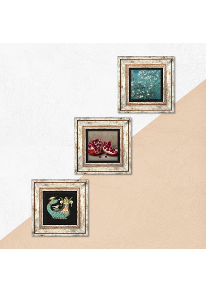 Van Gogh Badem Ağacı, Şahmeran, Nar Çerçeveli Taş Duvar Tablosu 3’lü Set - Dekoratif Modern Sanat, Ev ve Ofis Dekoru |TK3-970| indirimleri